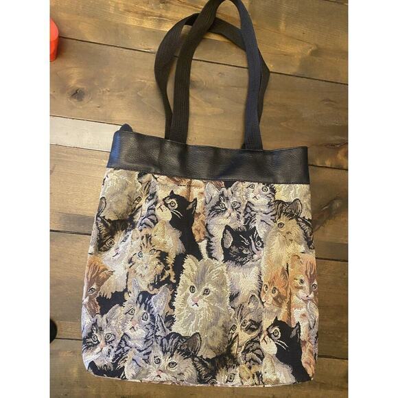 Cat Tapestry Tote Bag‎ Shoulder Bag gifting 1990's vintage cat lady - Picture 1 of 7